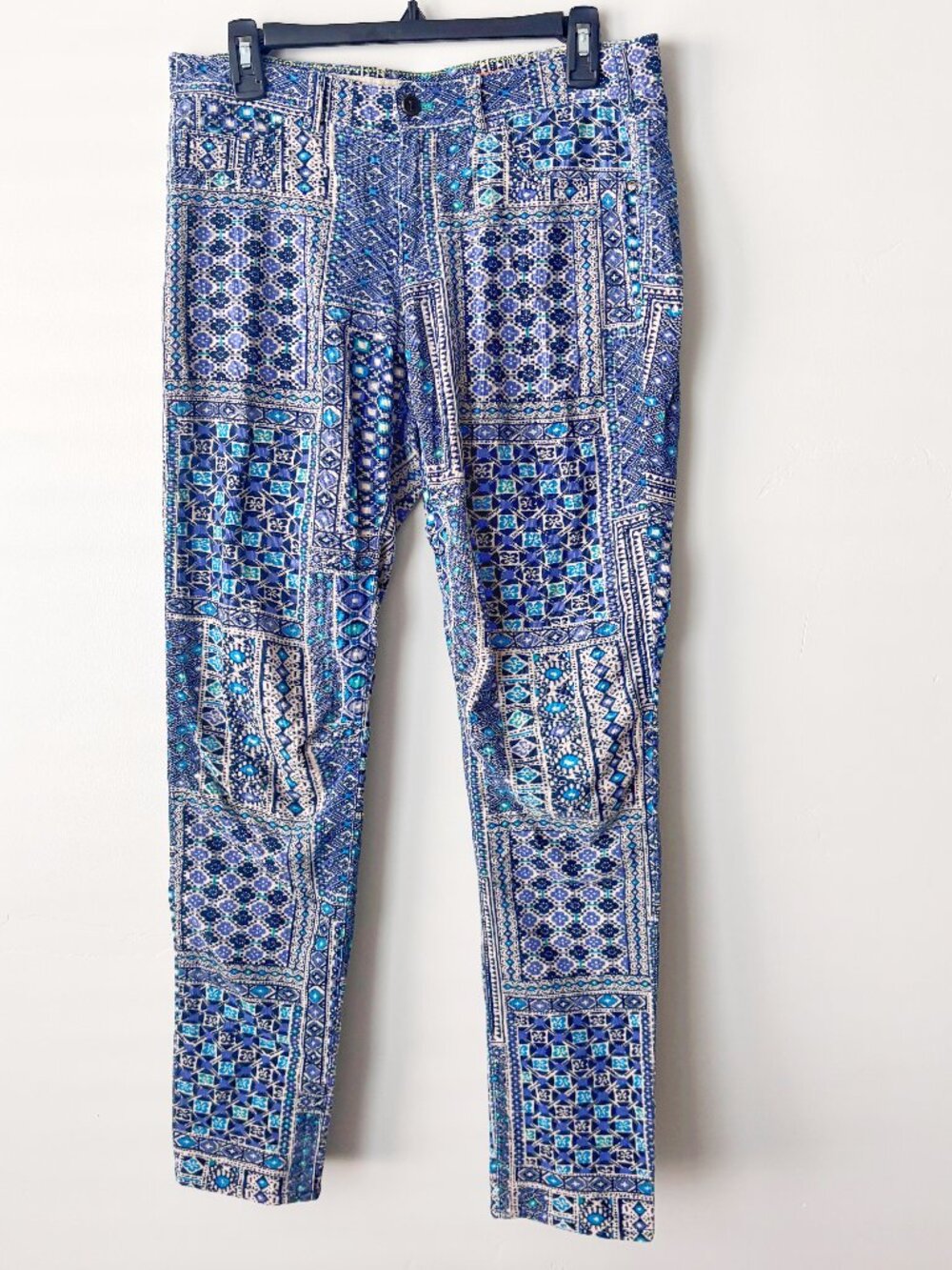 Pilcro and the Letterpress Women's 29 Stet Legging Blue Patchwork Corduroy Pants